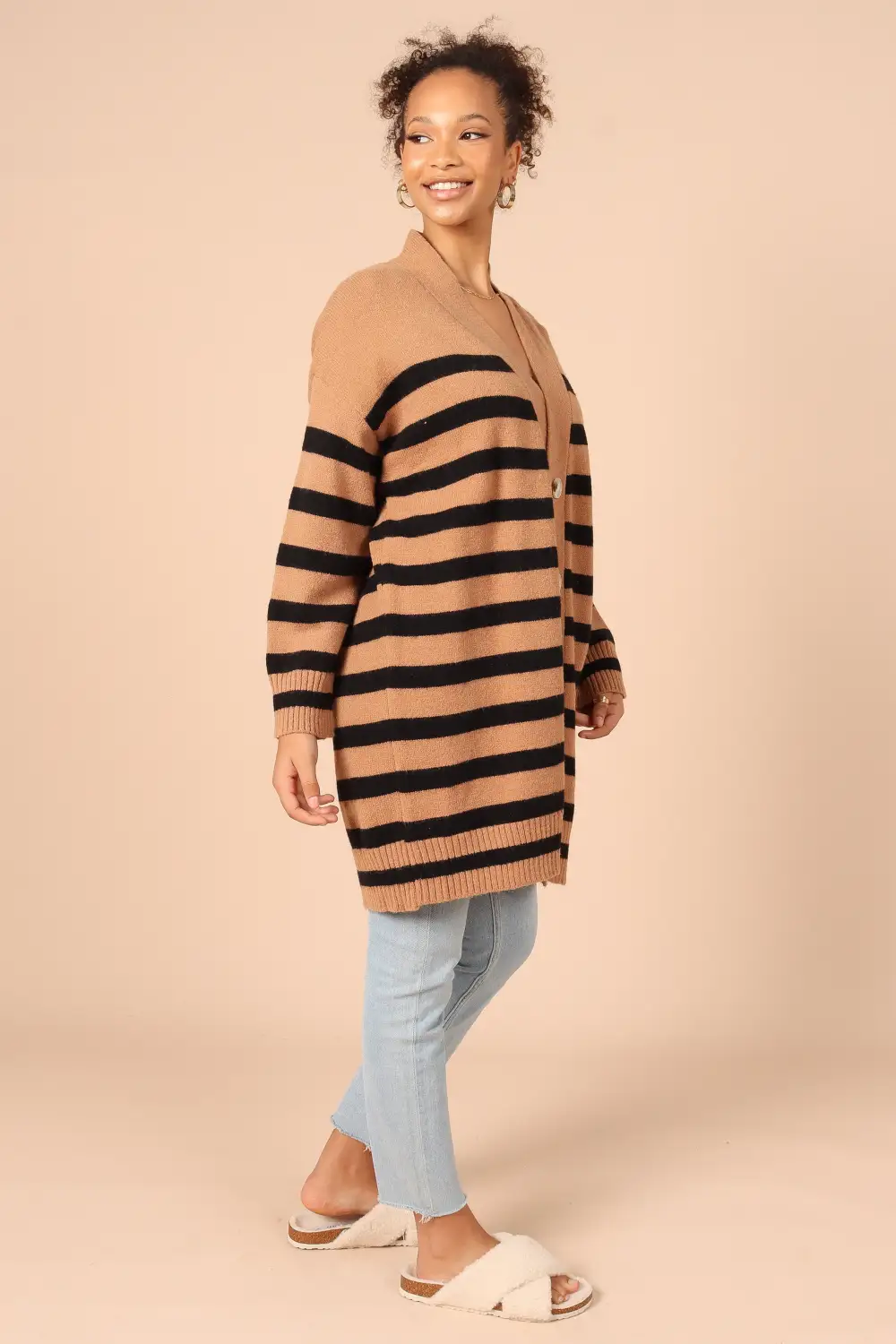 Julie Cardigan - Tan Stripe