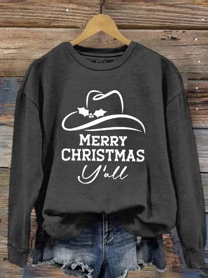 Women's Merry Christmas Y'all Printed Sweatshirt