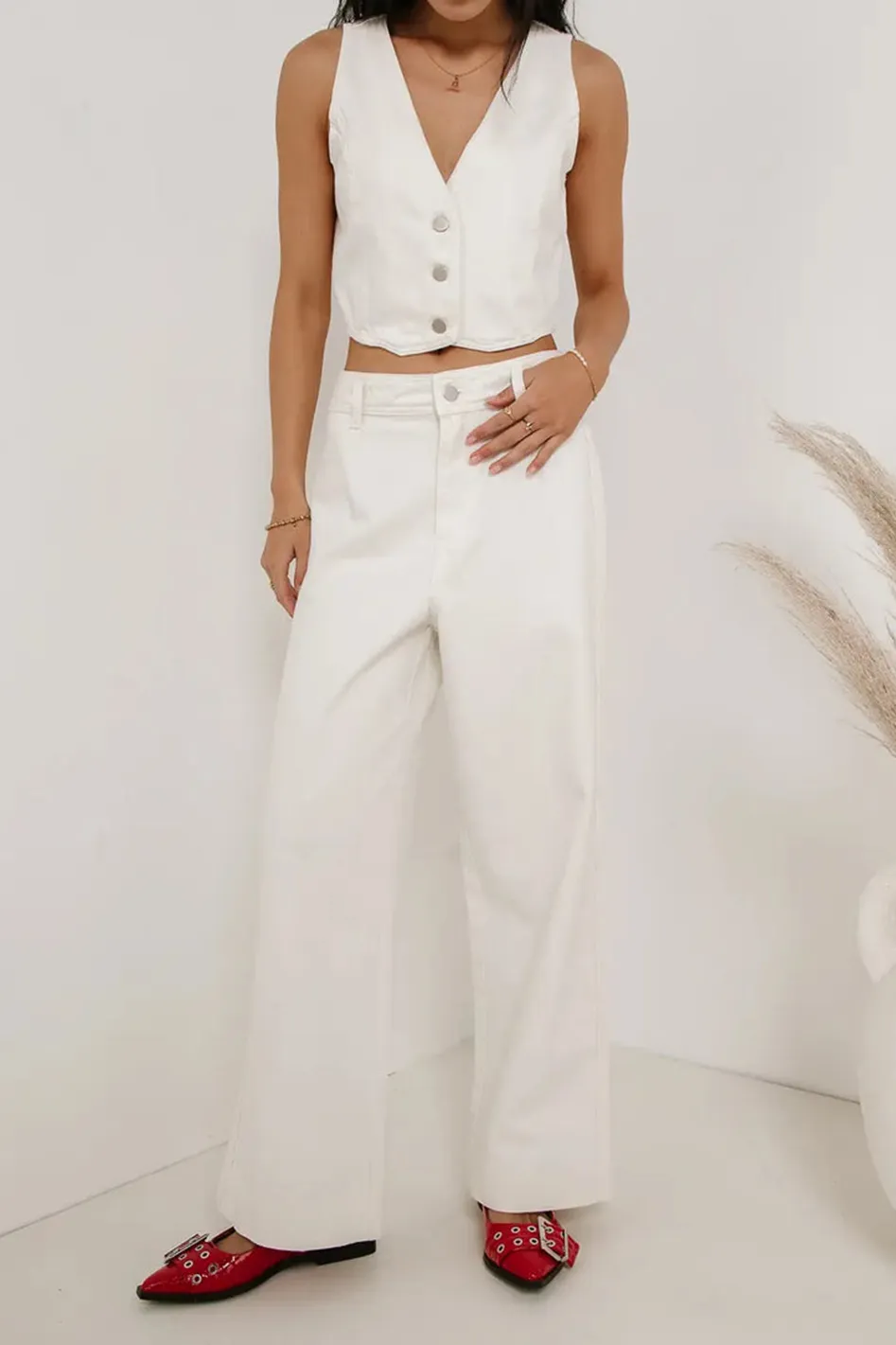 GEORGIA WIDE LEG JEANS IN CREAM