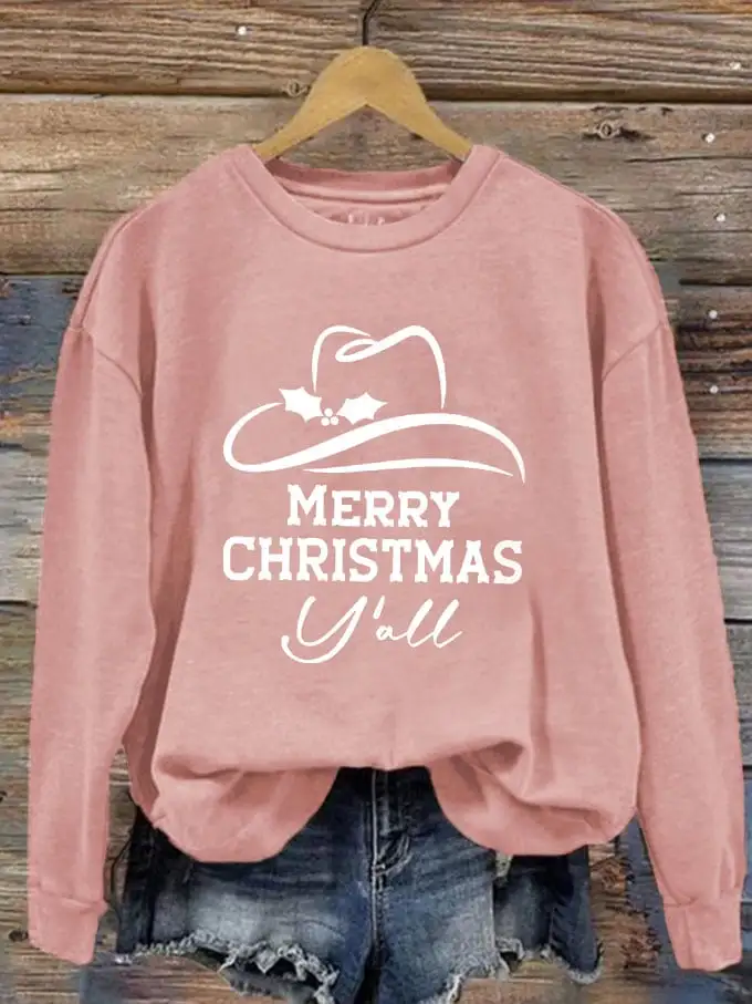 Women's Merry Christmas Y'all Printed Sweatshirt