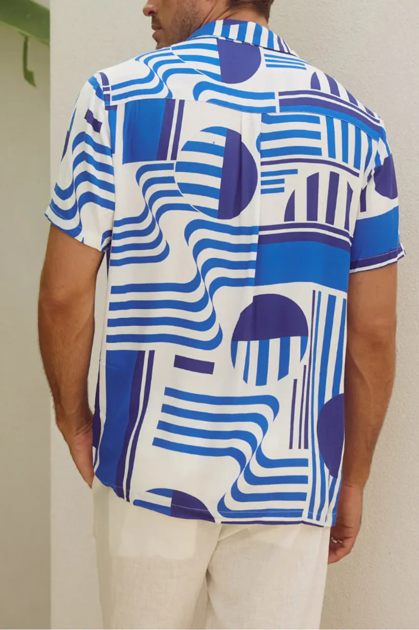 GEOMETRIC PRINT SHORT SLEEVE MASON SHIRT