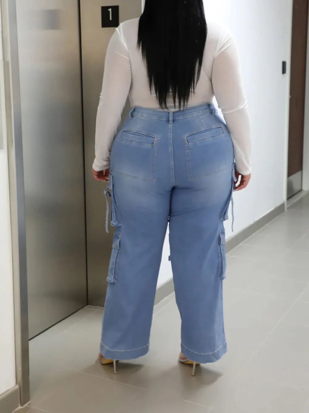 Plus-Size Fashion Women'S Cargo Denim Pants