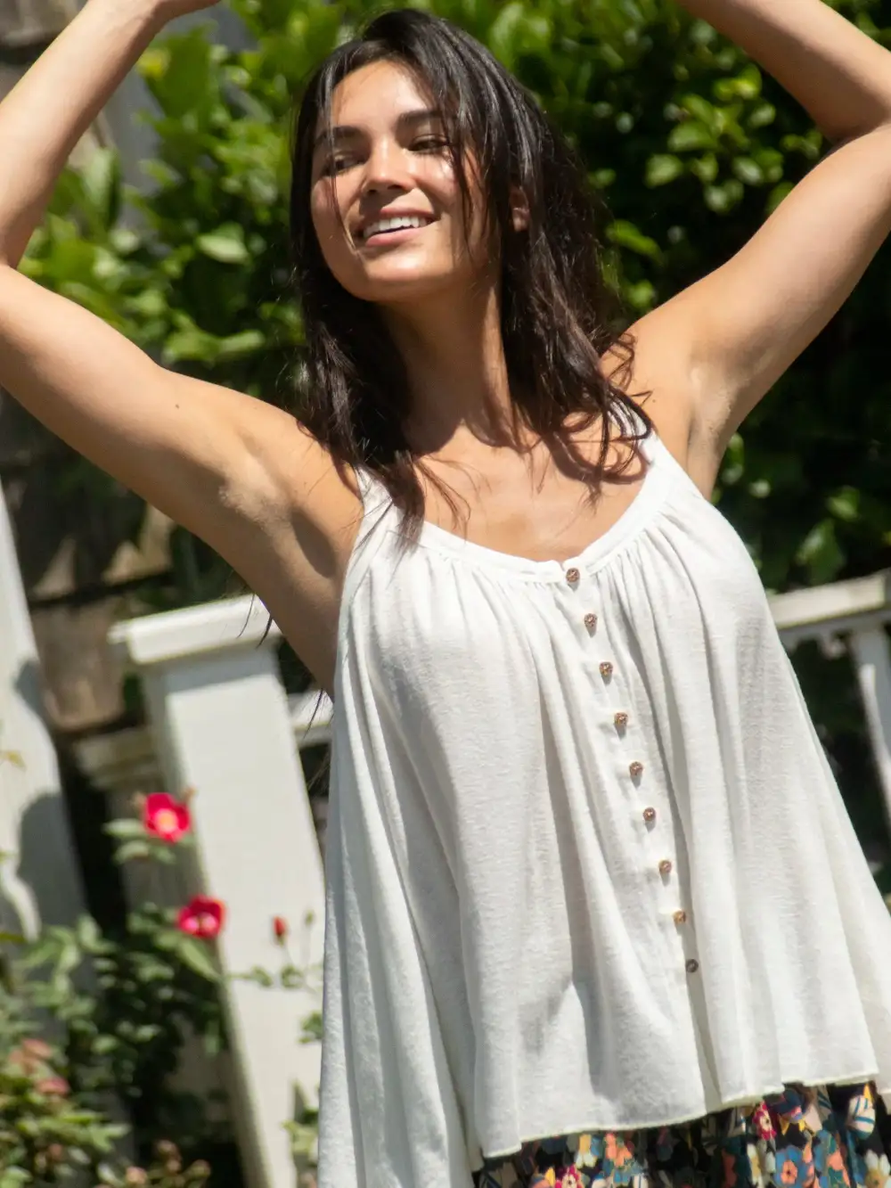 Relaxed Button Down Tank Top - Ivory