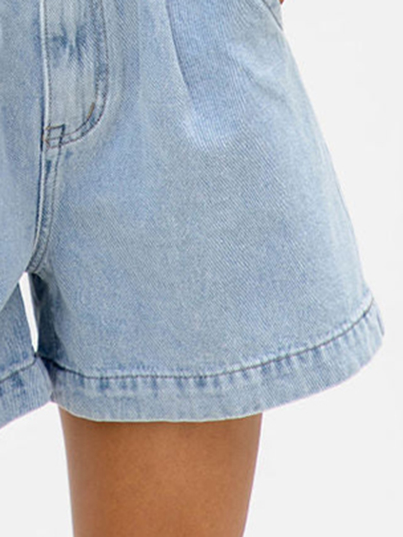 High-Rise Denim Shorts  Light Wash