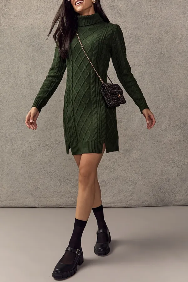 May Cable Knit Mini Sweater Dress