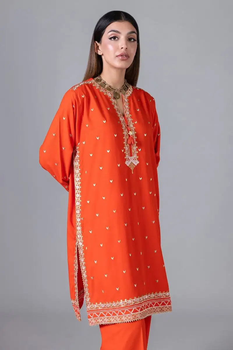 2 Piece | Kurta & Pants | Color Orange