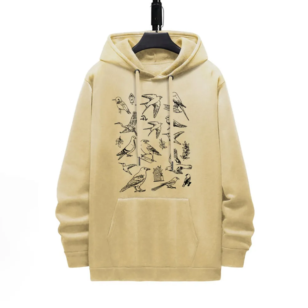 BIRDS PATTERN PRINTED HOODIE