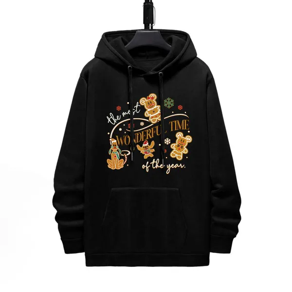 THE MOST WONDERFUL TIME OF THE YEAR PATTERN PRINTED HOODIE