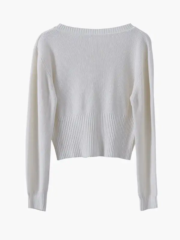 Simple Solid Color Round-Neck Long Sleeves Knitwear