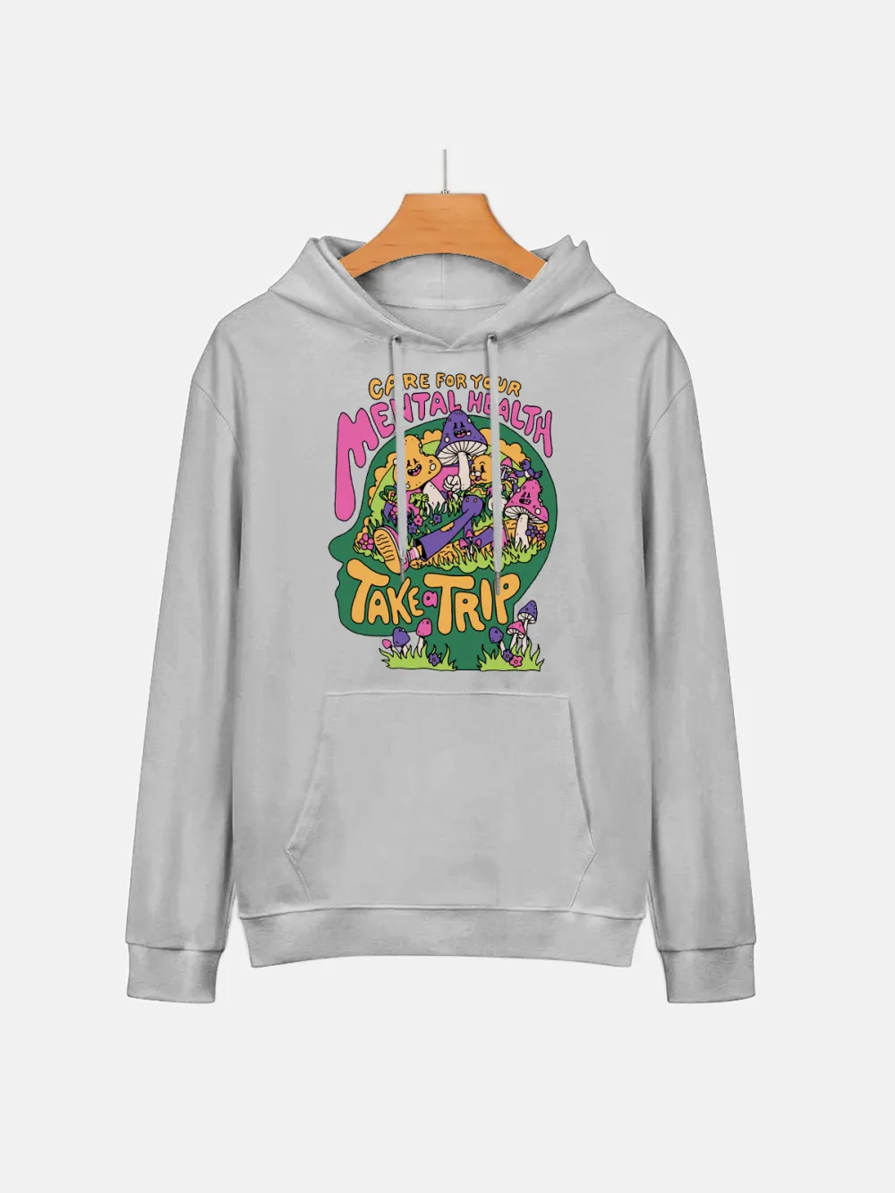 CARE FOR YOUR MENTAL HEALTH PATTERN PRINTED HOODIE