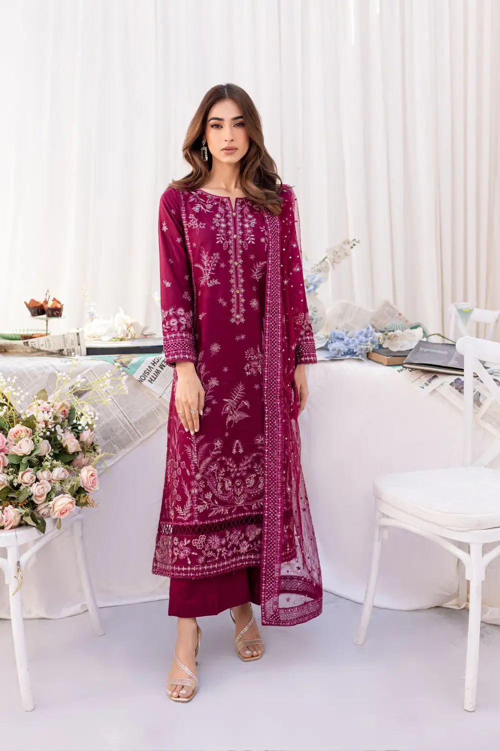 Liara 3Pc - Embroidered Lawn Dress