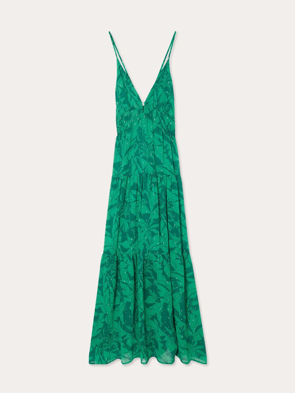 Robe longue évasée bretelles vert femme