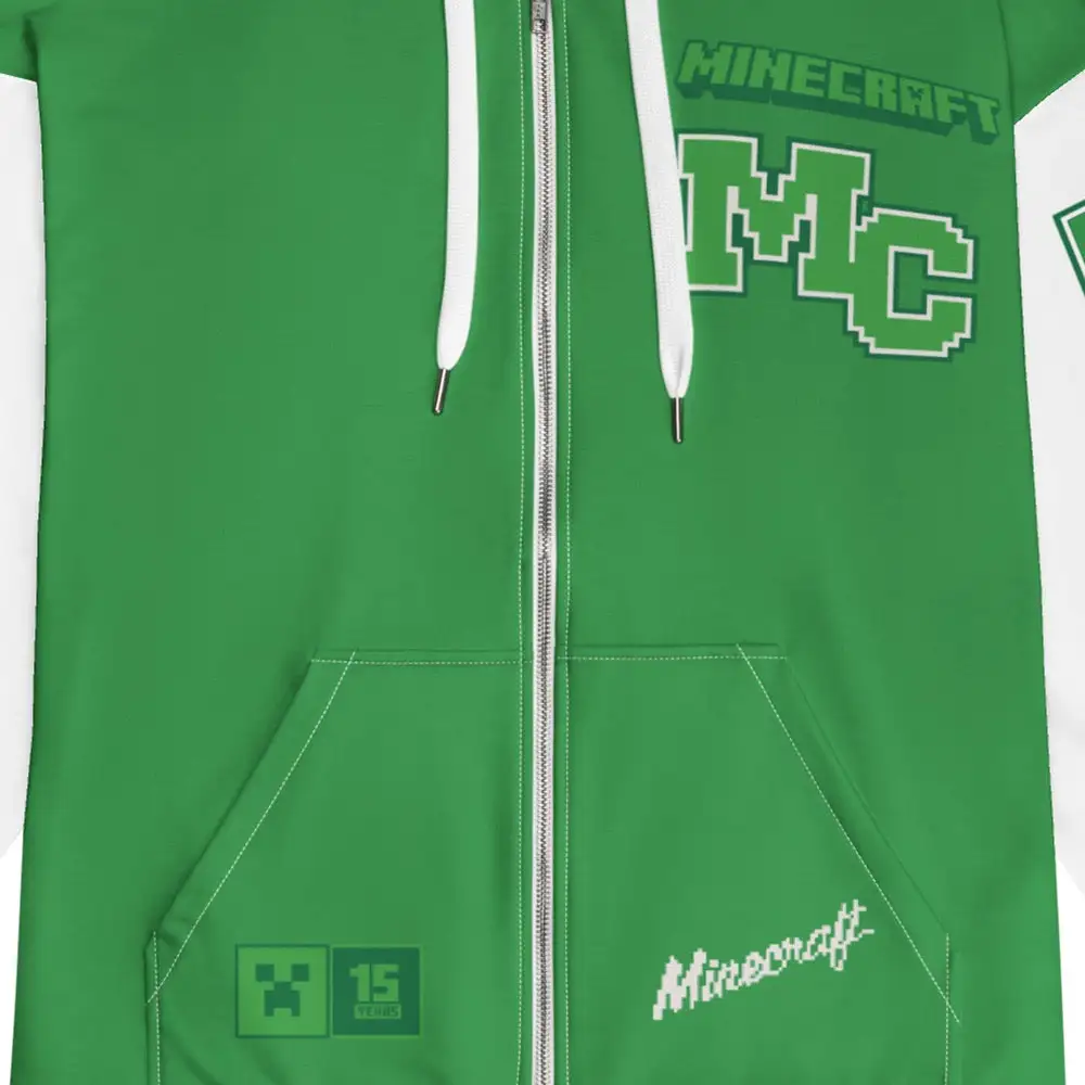 Minecraft 15th Anniversary Varsity Adult Zip-Up