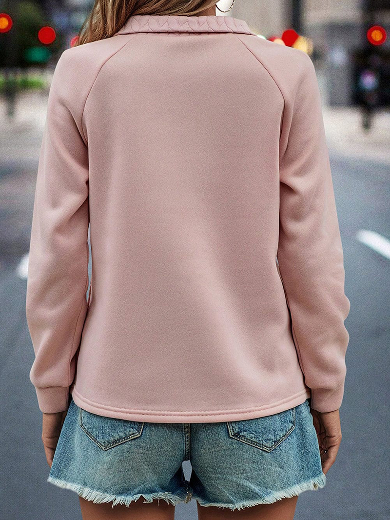 Pink Casual Long Sleeve Knitted Tops Sweatshirts