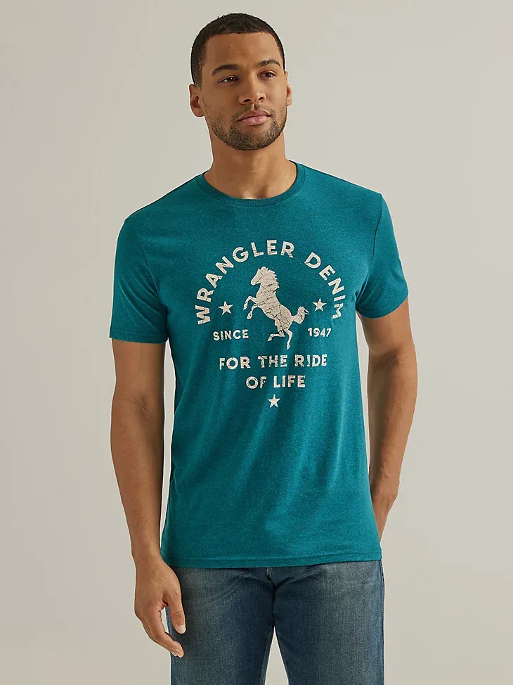 MEN'S FOR THE RIDE OF LIFE GRAPHIC T-SHIRT IN CYAN PEPPER