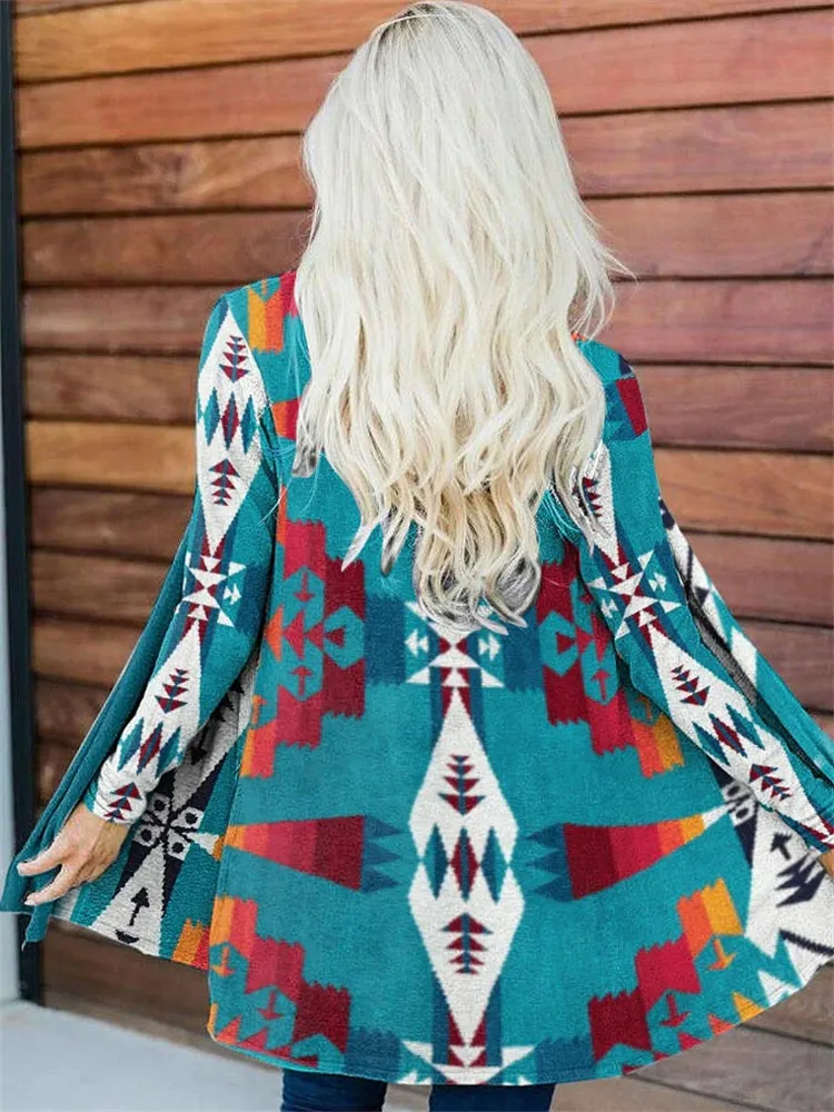 Western Aztec Pattern Comfy Cardigan