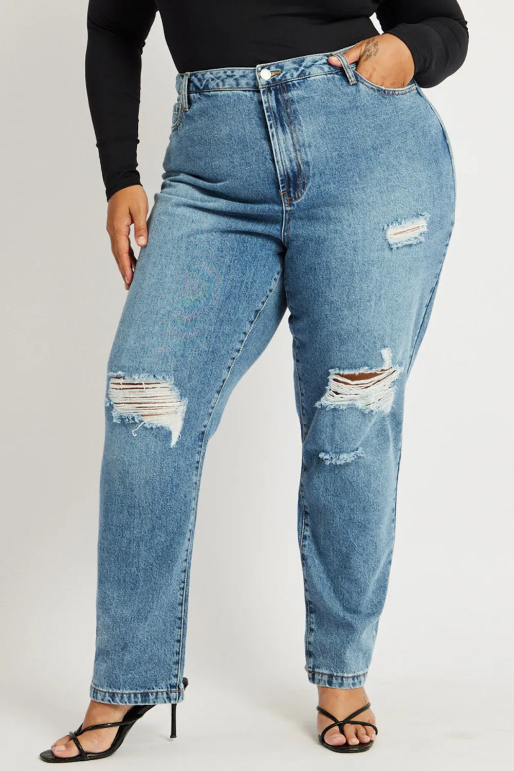 Denim Wide Leg Jeans High Rise