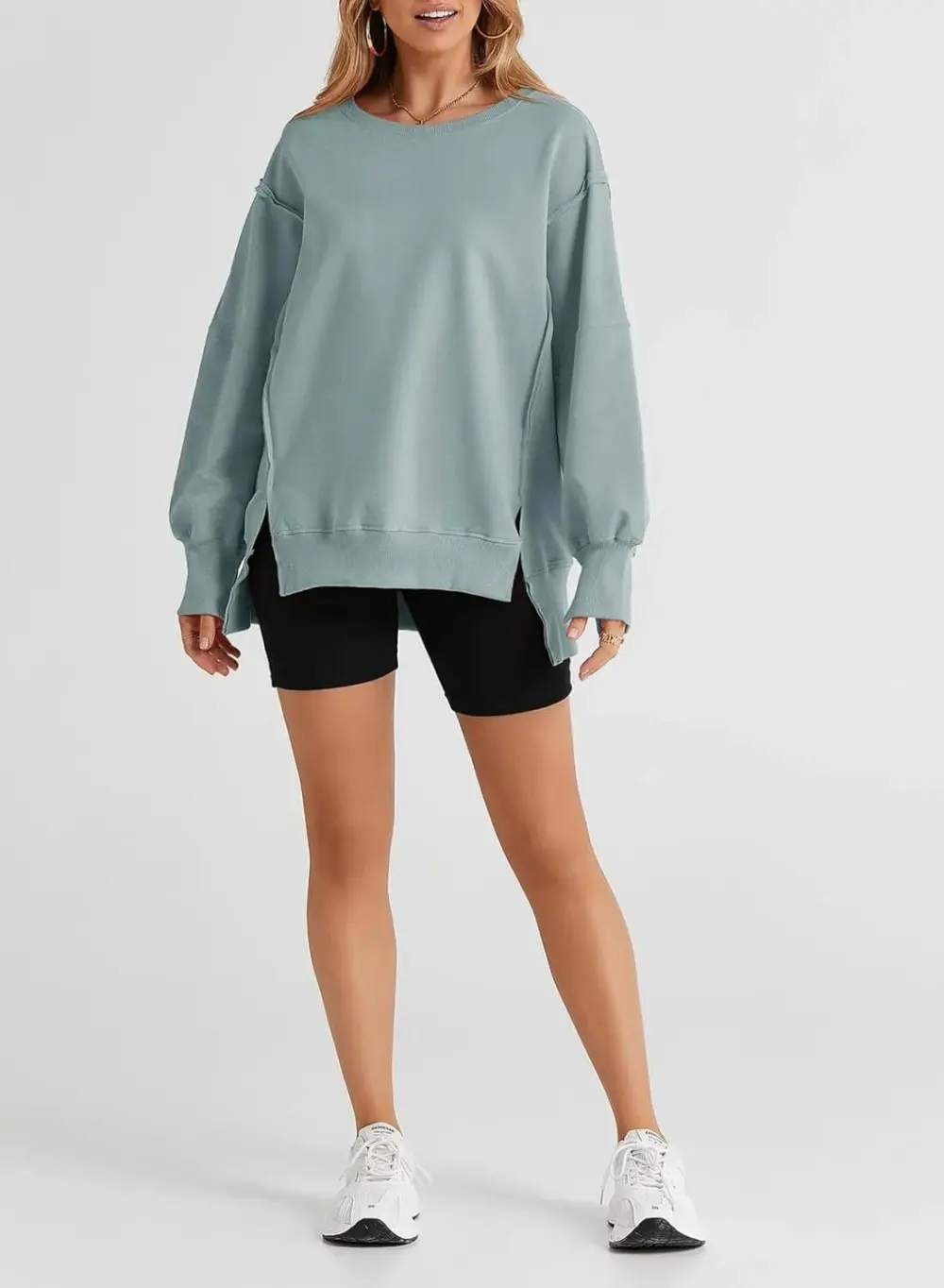 Oversized Reverse Seam Sweatshirt Long Sleeve Crewneck Pullover