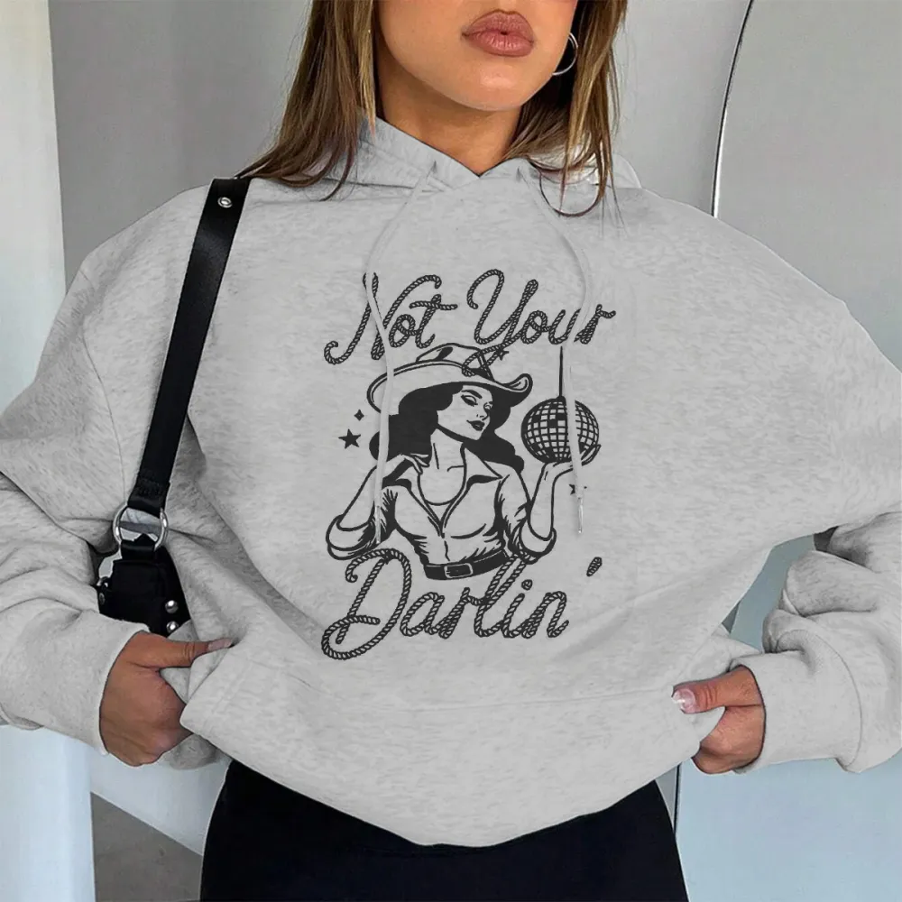 NOT YOUR DARLIN' PATTERN PRINTED HOODIE