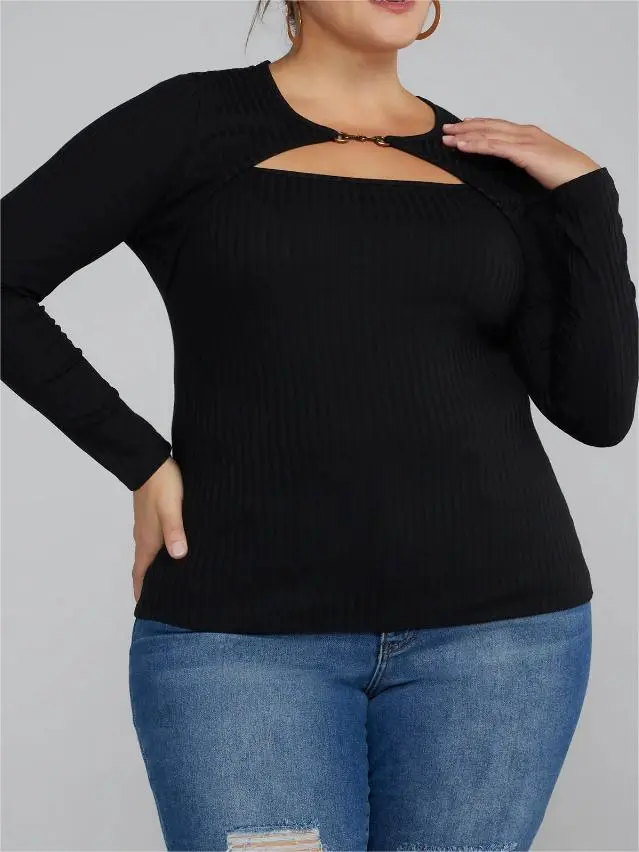 Ribbed Knit Cut-Out Top