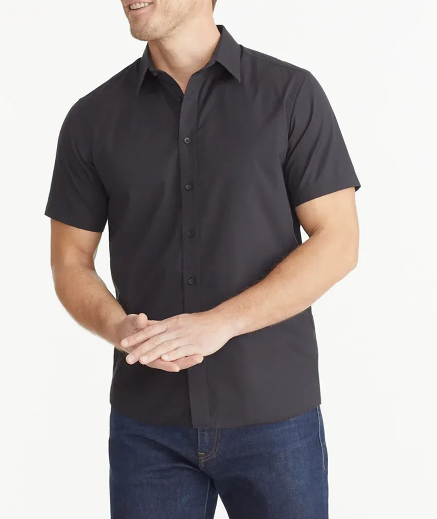 Black Short Sleeve Men Blouse