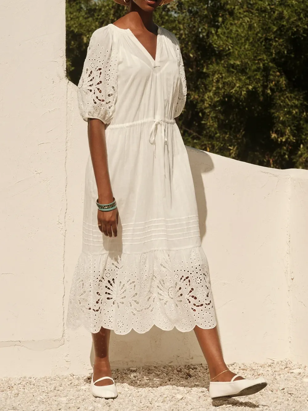 Nadia Embroidered Cotton Lace Dress