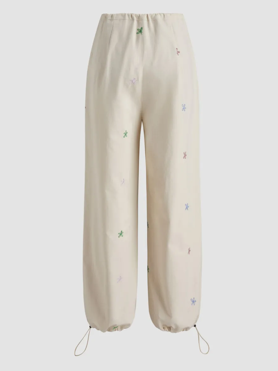 Mid Waist Floral Parachute Jogger Trousers