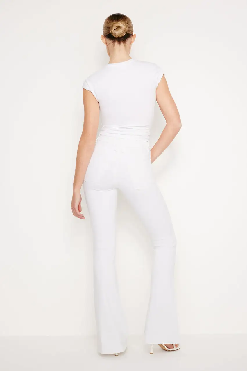 POWER STRETCH PULL-ON FLARE JEANS