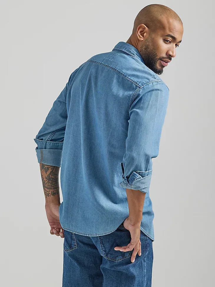 MEN'S ICONIC COWBOY WASH DENIM SHIRT IN LAKE WASH