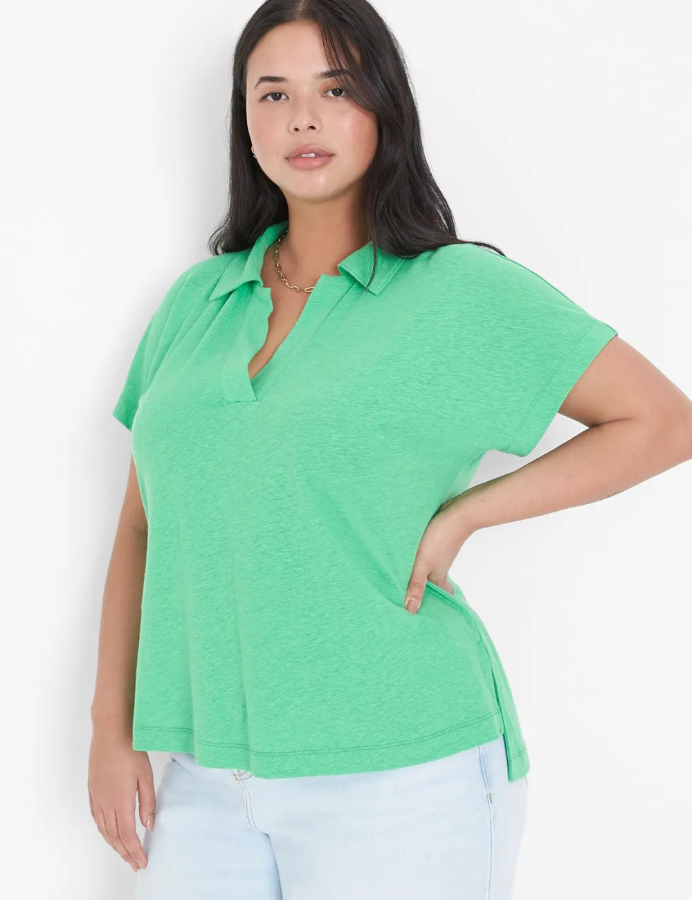 Linen Polo Top