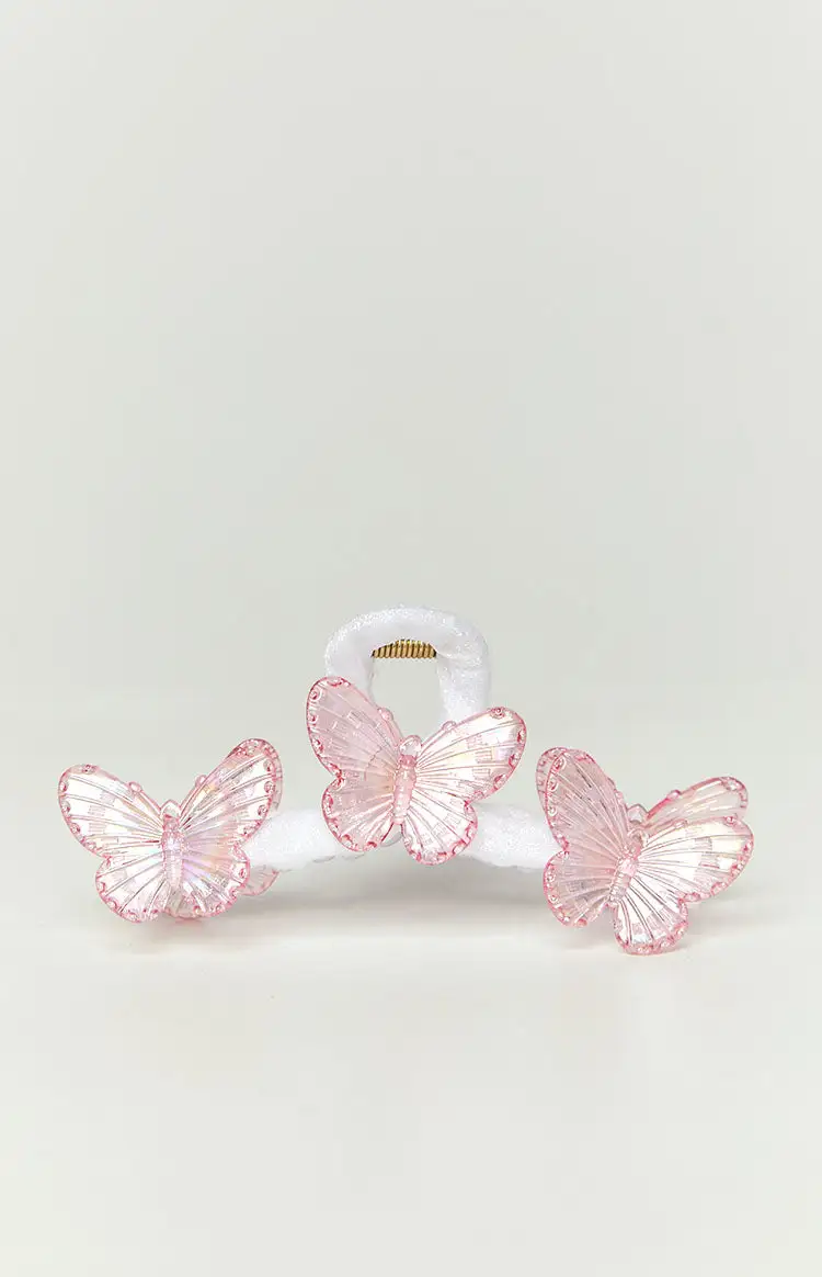 Pink Iridescent Butterfly Claw Clip