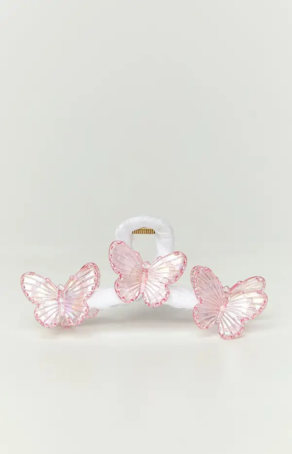 Pink Iridescent Butterfly Claw Clip