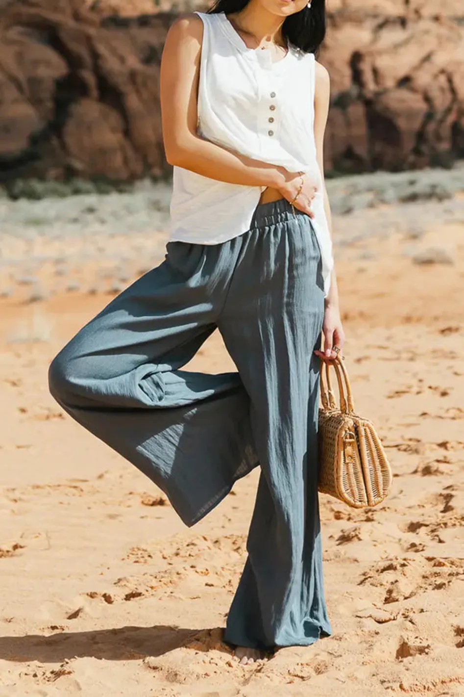 AMAYA WIDE LEG PANTS IN SLATE