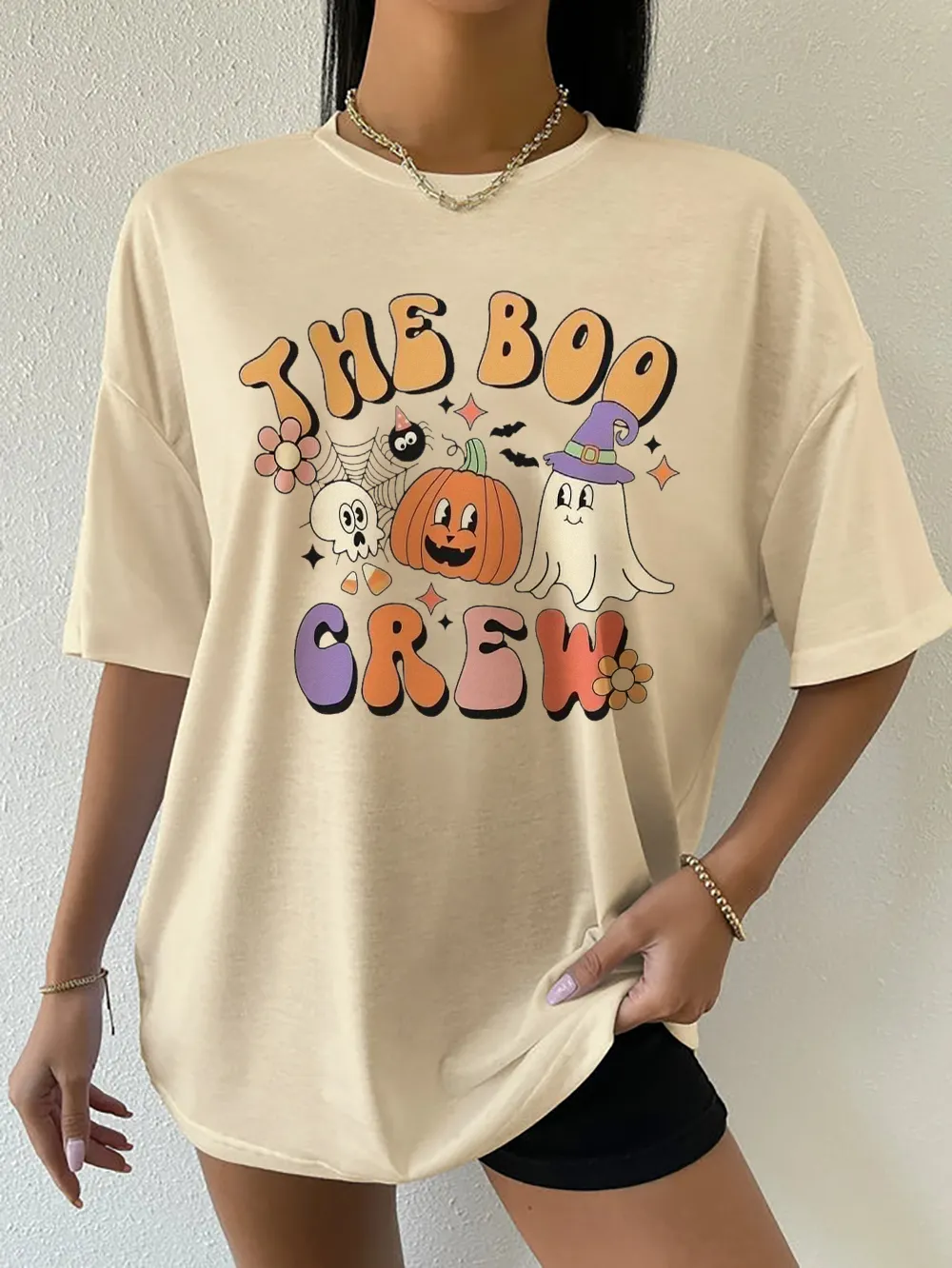 Women's Pumpkin English Halloween Printed T-shirt