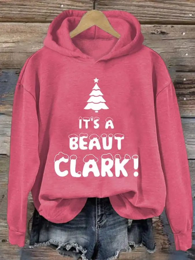 Women's It's A Beaut Clark Christmas Printed Casual Hoodie