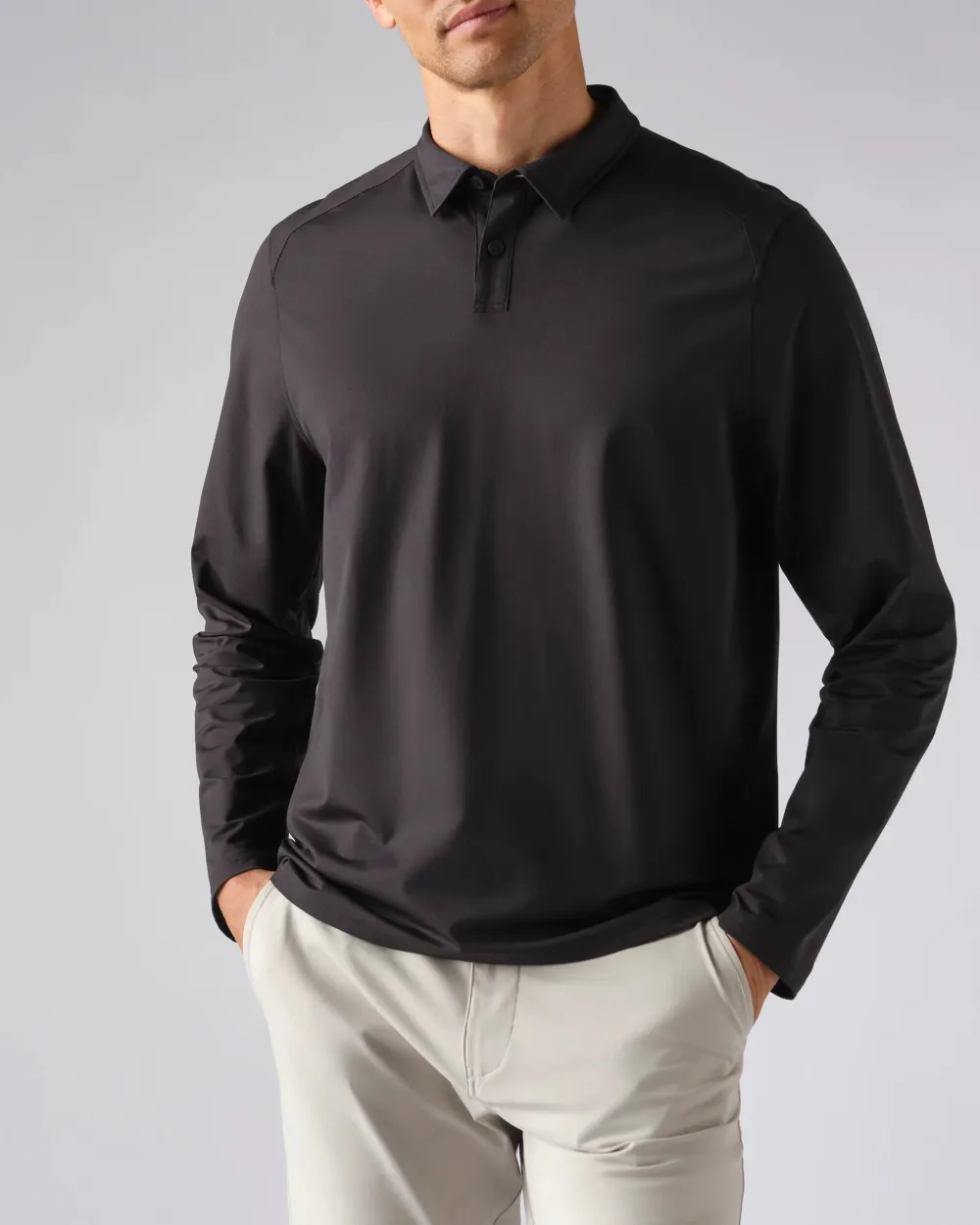 Long-Sleeve Cotton Polo Shirt For Men