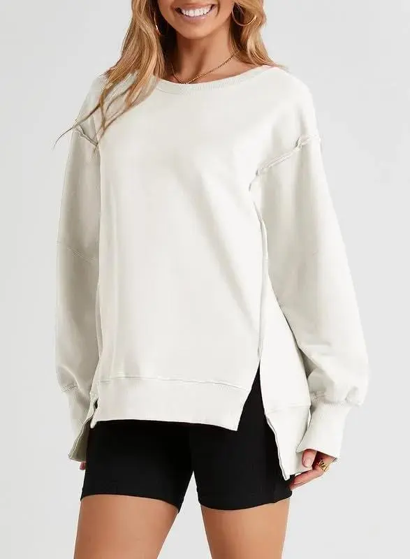 Oversized Reverse Seam Sweatshirt Long Sleeve Crewneck Pullover