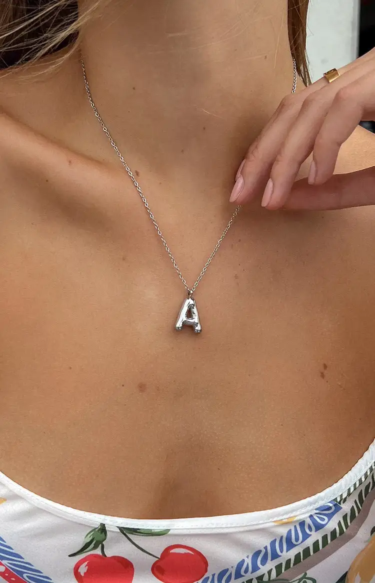 Bubble Bliss Silver Letter Necklace