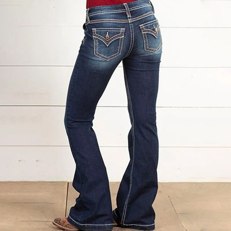 Vintage Button Slim Fit Micro-Flare Jeans