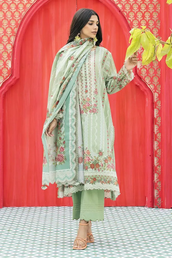 3 Piece Kurta Embroidered | Dupatta& Bottom & Tops | Color light green