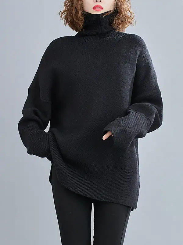 Original Solid High-Neck Knitting Sweater