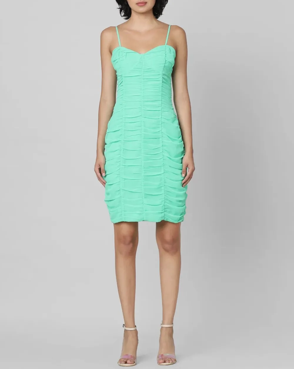 Green Ruched Bodycon Dress