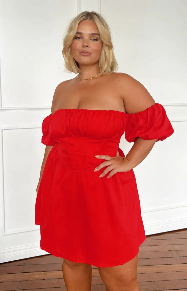 Love Lost Off The Shoulder Red Mini Dress