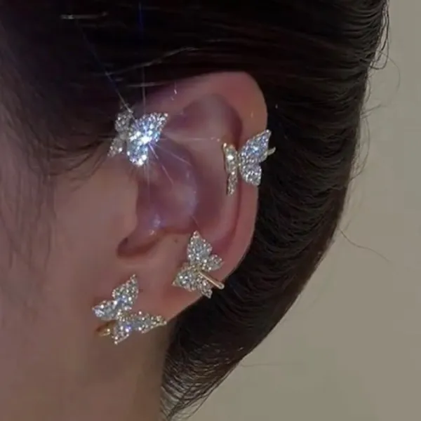 1pcs Full Rhinestone Butterfly Ear Climber