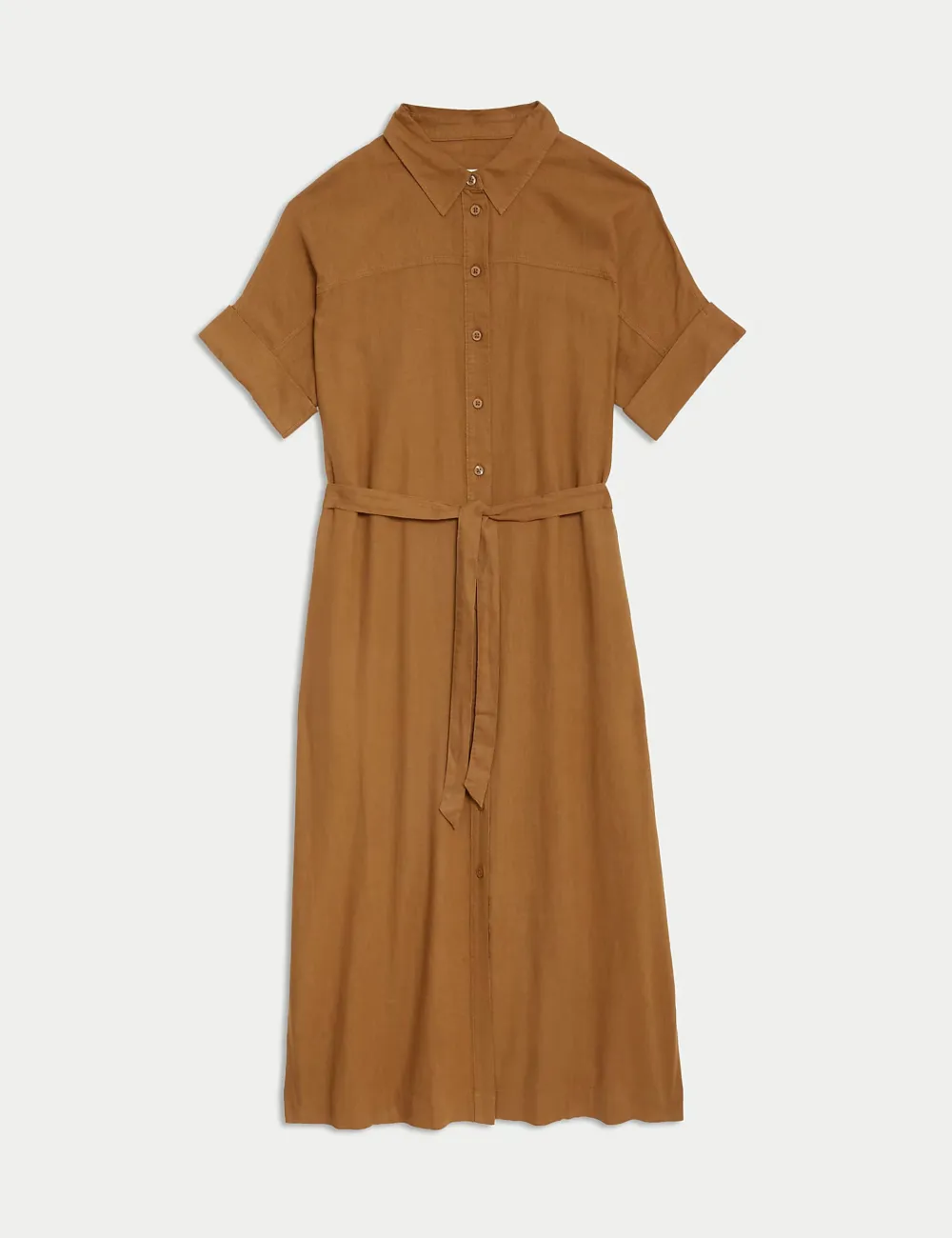 Linen Rich Button Through Midi Shirt Dress