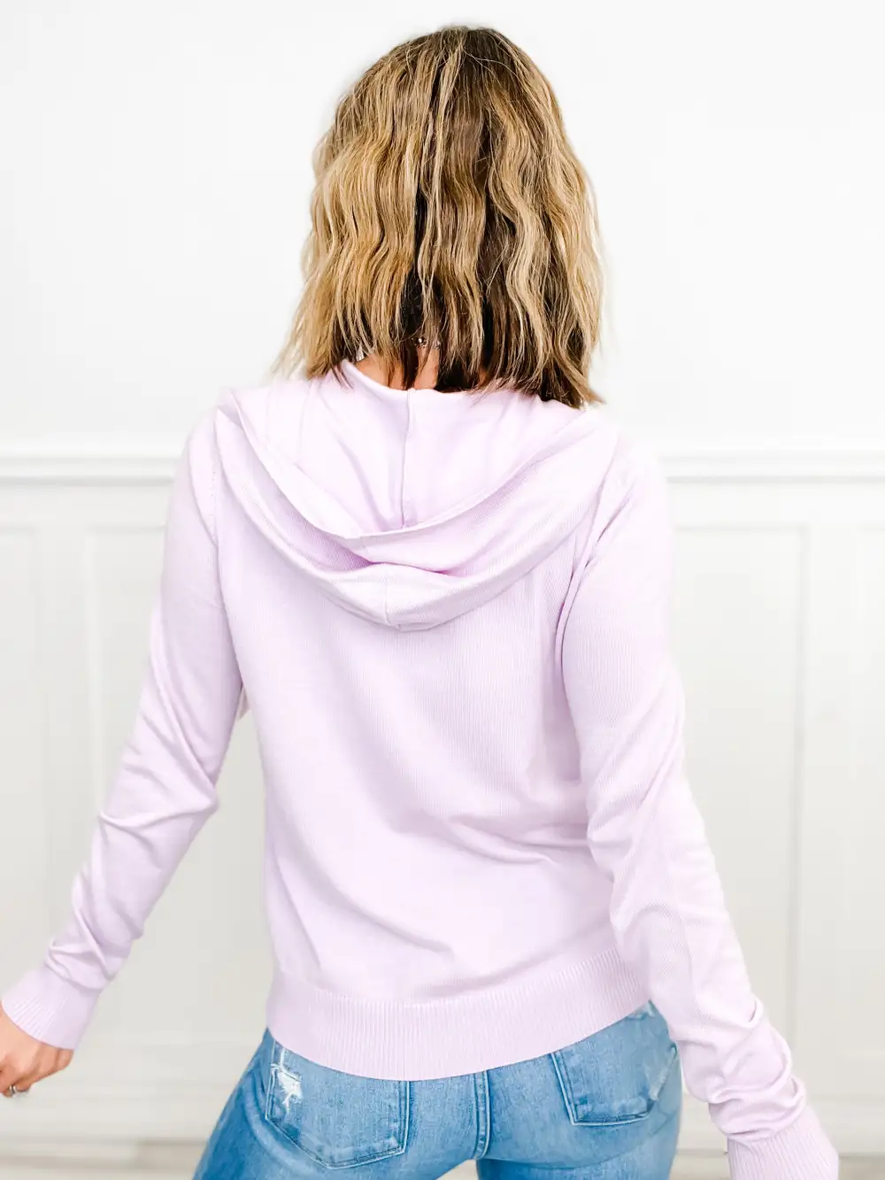 Long Sleeve Zip-Up Hooded Sweater Top