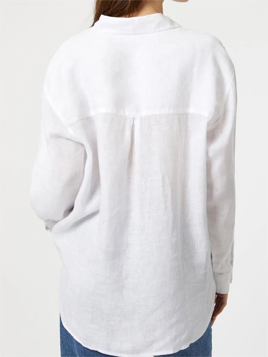 Linen Button-Up White Shirt