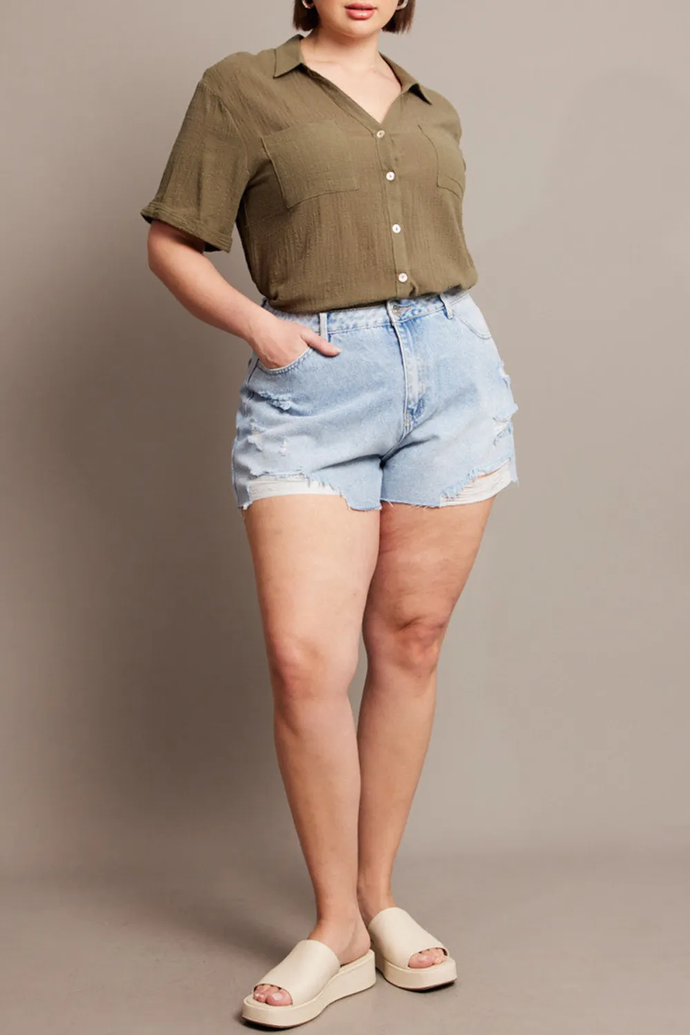 Denim Relaxed Shorts High Rise