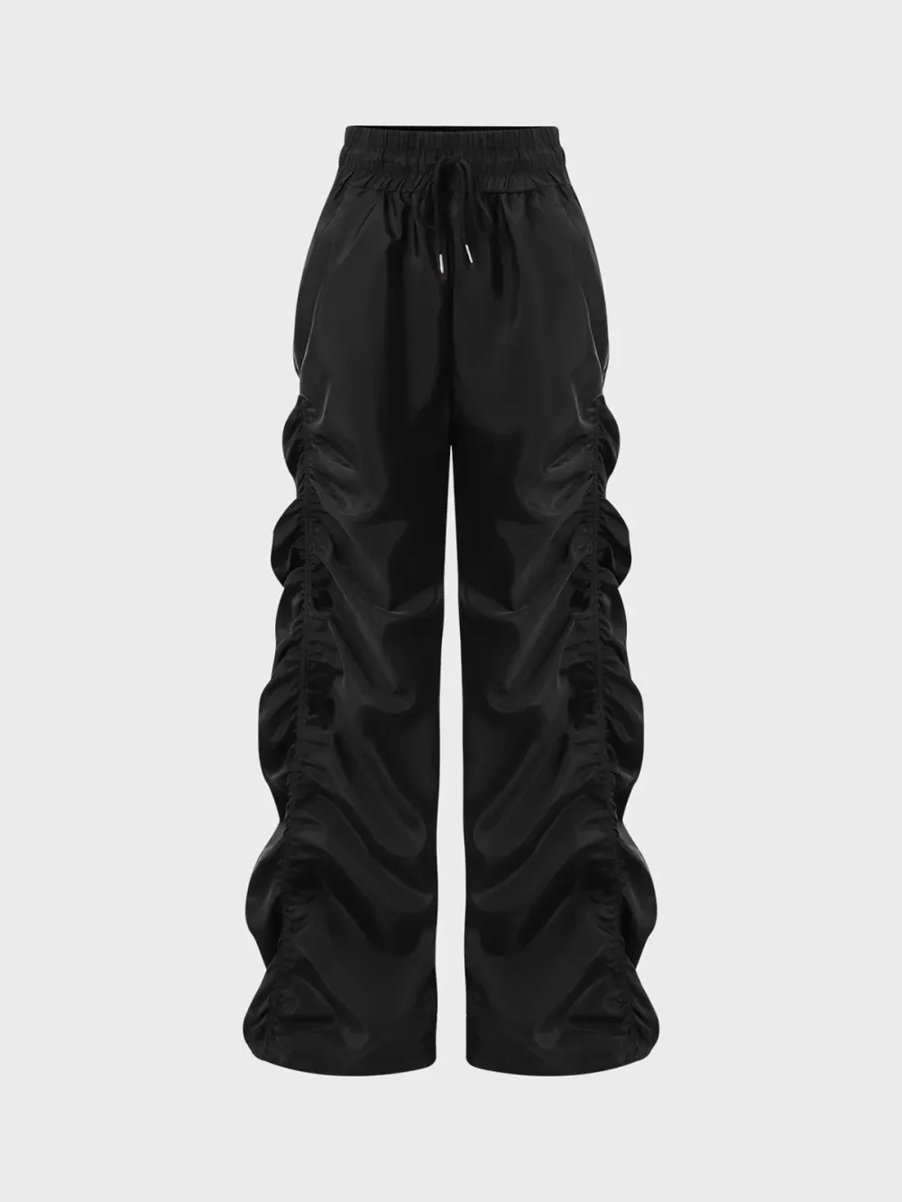 Street Black Wrinkled Bottom Pants