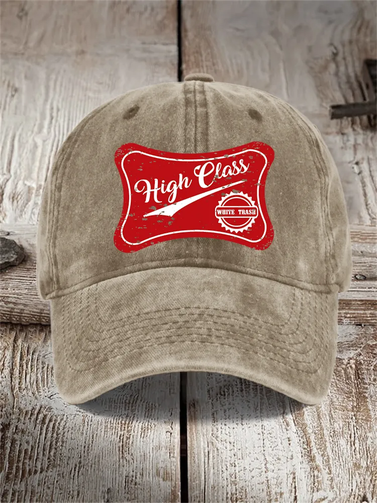 Unisex Vintage High Class White Trash Washed Cap